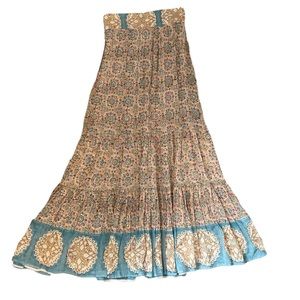 Floral Maxi Skirt in Blue and Cream